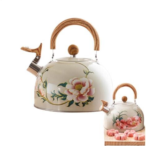 Thé à fleurs sifflet - goard à thé à thé floral - Home Kettle - 3L Retro