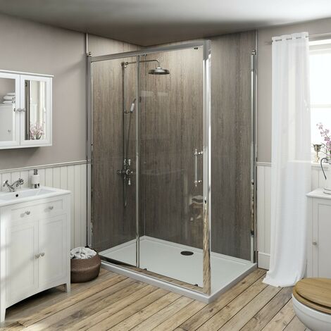 main image of "The Bath Co. 8mm traditional sliding shower enclosure with stone tray 1000 x 800"