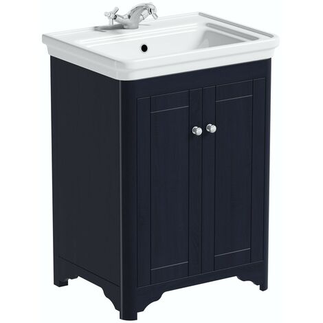 The Bath Co. Beaumont sapphire blue floorstanding vanity unit and basin 630mm - Blue