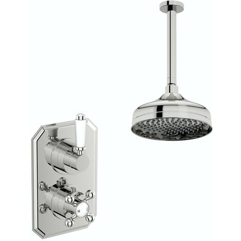 The Bath Co. Camberley concealed thermostatic mixer shower with ceiling arm