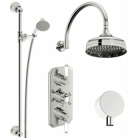 The Bath Co. Camberley concealed thermostatic mixer shower with wall arm and slider rail