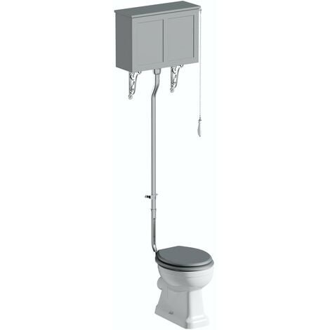 The Bath Co. Camberley high level toilet with grey toilet box and seat