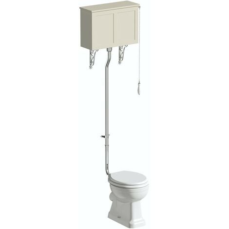The Bath Co. Camberley high level toilet with satin ivory toilet box and seat