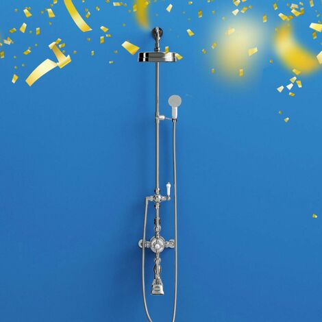 The Bath Co. Camberley rain can thermostatic exposed mixer shower and bath filler