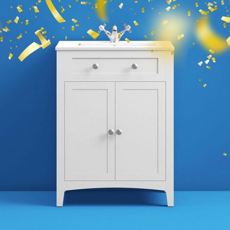 The Bath Co. Camberley white floorstanding vanity unit and ceramic basin 600mm