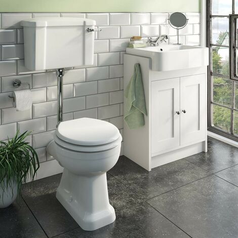 main image of "The Bath Co. Camberley white vanity unit with low level toilet"