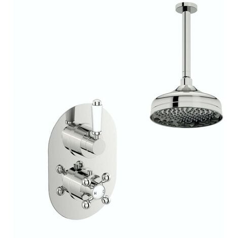 The Bath Co. Dulwich concealed thermostatic mixer shower with ceiling arm