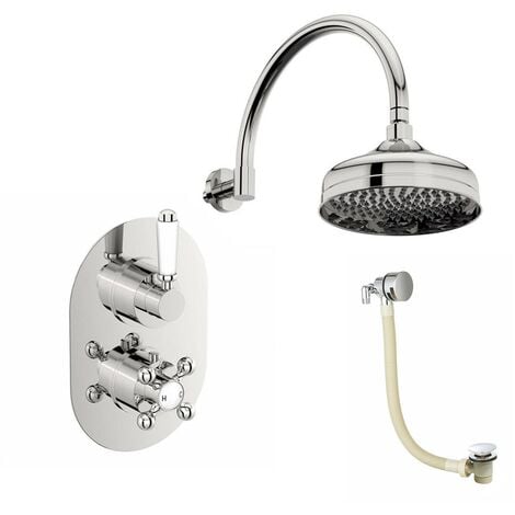 The Bath Co. Dulwich concealed thermostatic mixer shower with ceiling arm and bath filler
