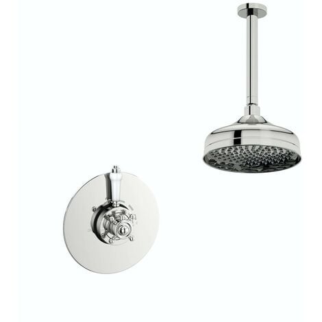 The Bath Co. Dulwich concentric thermostatic shower valve with ceiling shower set