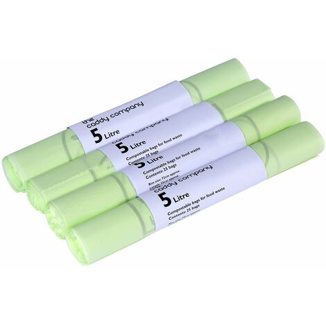 The Caddy Company 5 Litri (5L) Sacchetti compostabili per rifiuti Caddy, 100 Sacchetti
