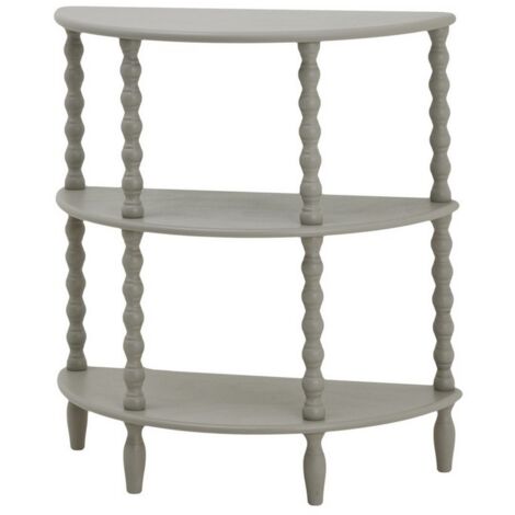 The Camden Collection Half Moon 3 Tier Table - Wood - L33 x W71 x H76 cm - Grey