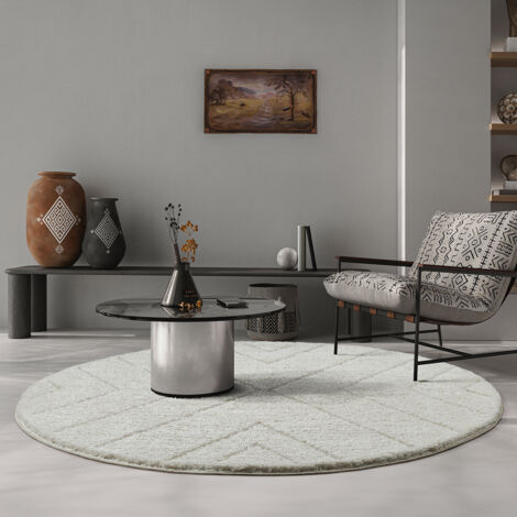 the carpet Bahar Shaggy Hochflor (30 mm) Langflor Wohnzimmer Teppich, Creme, 160 x 160 cm
