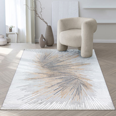 the carpet Mila moderner Teppich Wohnzimmer, elegant glänzender Kurzflor, Grau, 140 x 200 cm