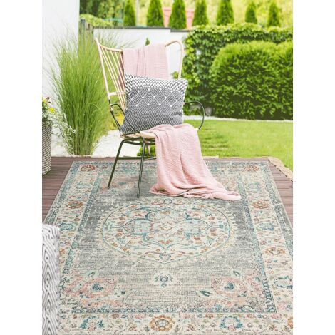the carpet Palma Indoor- & Outdoor-Teppich, modernes Design, Wohnzimmer, wetterfest & UV-beständig, langlebig und pflegeleicht, Grau, 080 x 300 cm