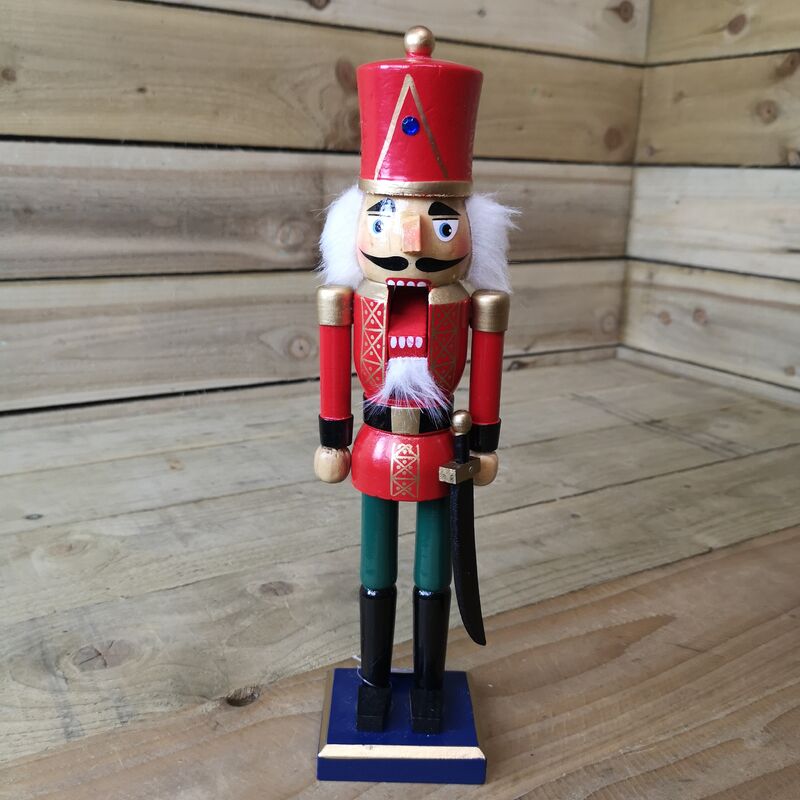 35.5cm Red Festive Bearded Russian Guard Wooden Nutcracker - The Christmas Workshop
