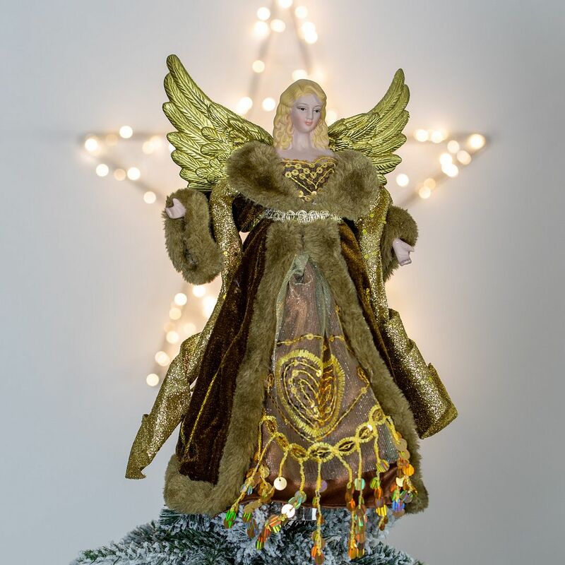 The Christmas Workshop 81840 Angel Christmas Tree Topper / 12” Tall / Copper & Gold Coloured / Indoor Christmas Decoration…