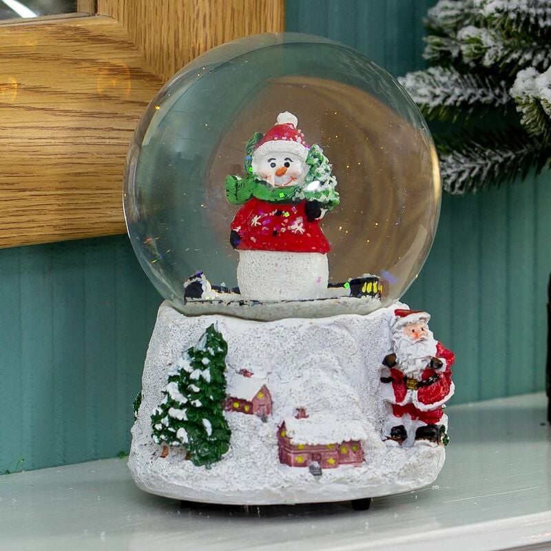 84410 Musical Snow Globe / Snowman Festive Decoration / Wind Up & Play / 11cm x 10cm x 15cm - The Christmas Workshop