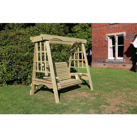 main image of "The Cottage Wooden Garden Swing - Sits 2, wooden garden swinging seat hammock"