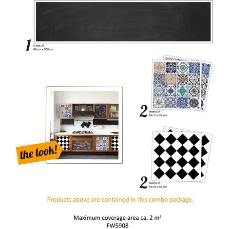 The Creative Kit: Vintage tiles and blackboard Self-Adhesive Decal Furniture Wrap
