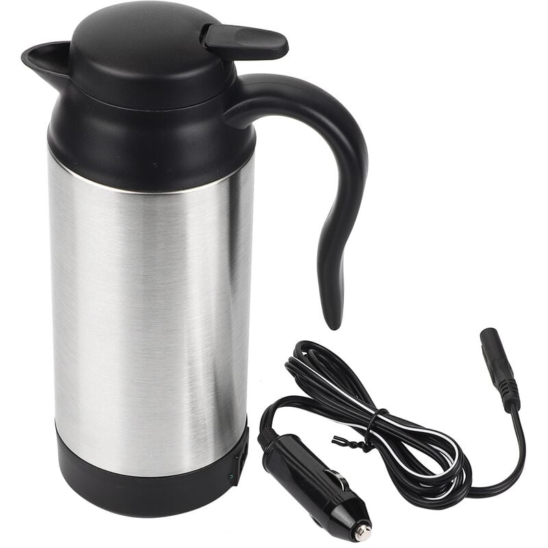 Sjlerst - Thé de café de bouilloire électrique de voiture d'acier inoxydable de 750ML pour la tasse de chauffage d'eau de Thermos 12V