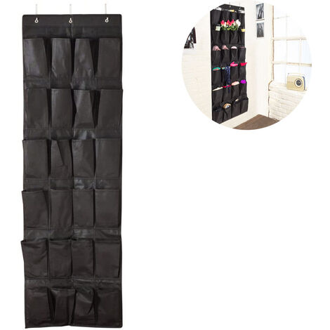 The Door Shoe Organizer Appendiabiti Appendiabiti Appendiabiti Portaoggetti con 24 grandi tasche in rete Borsa portaoggetti in tessuto non tessuto, Nero