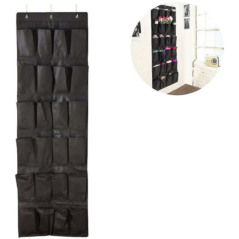 The door shoe organizer hanging closet storage bag holder with 24 large mesh pockets non-woven storage bag