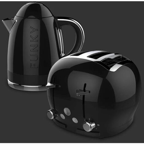 The Funky Appliance Company 1.7 Litre Kettle and 4 Slice Toaster Set Black