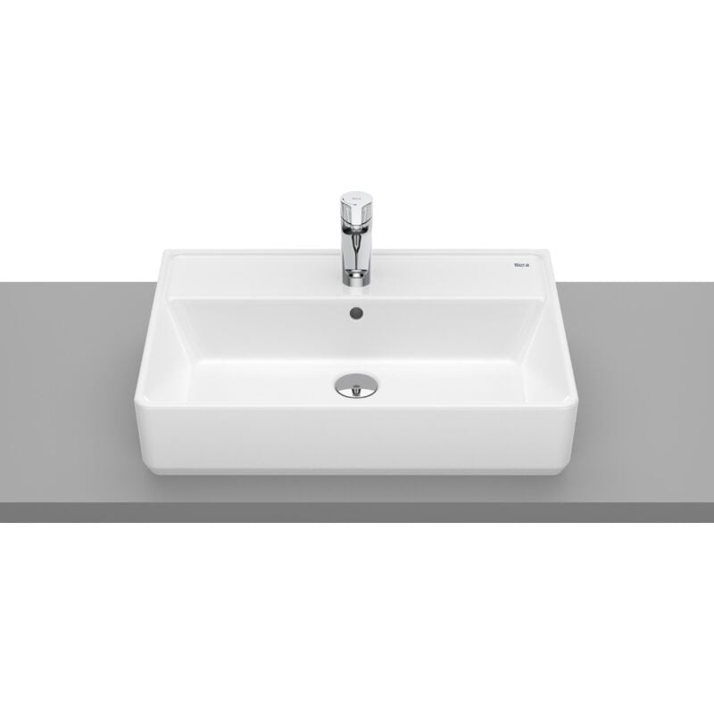 Vasque à poser avec trou pour robinet SQUARE THE GAP - ROCA Dimensions : 600x420x130 mm