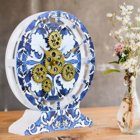 THE GEARS CLOCK Tischuhr mit echten beweglichen Zahnraedern - Italy Collection - 10" Rund - Cetara