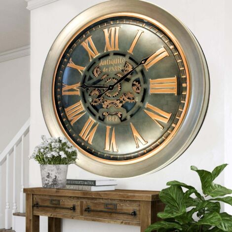THE GEARS CLOCK Wanduhr mit echten beweglichen Zahnraedern - Luxembourg Collection - 40" Rund - BRONZE - ANTIQUE