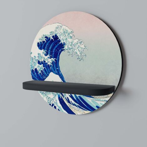 THE GREAT WAVE Mensola rotonda nera