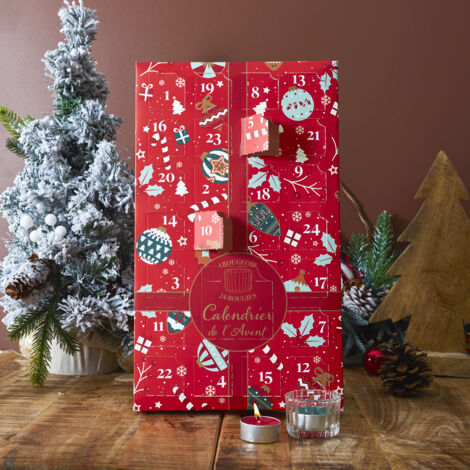 The Home Deco Factory – Calendrier de l'Avent photophore en verre – 24 bougies parfumées – Ambiance chaleureuse pour les fêtes – Décoration élégante