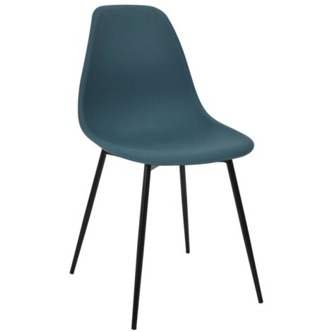 The Home Deco Factory – Chaise GUSTAV bleu – Plastique et métal – Hauteur 84.8 cm – Largeur 45.5 cm – Hauteur d'assise 45 cm – Design épuré et confortable