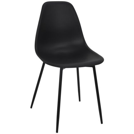 The Home Deco Factory – Chaise GUSTAV noire – Plastique et métal – Hauteur 84.8cm – Largeur 45.5cm – Hauteur d'assise 45cm – Design épuré et confortable