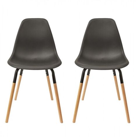 The Home Deco Factory – Chaise scandinave noire – Lot de 4 – Revêtement doux – Pieds en bois brut – Design épuré pour salon moderne