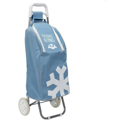 The Home Deco Factory – Chariot isotherme 2 roues ciel blanc – Contenance 32L – Matériau polyester et aluminium – Dimensions 91,5x36x31,5cm
