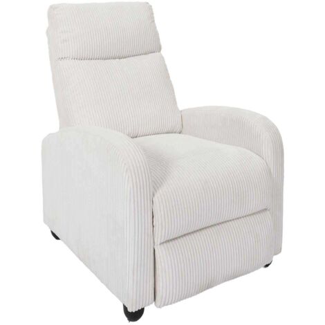 The Home Deco Factory – Fauteuil relax côtelé beige 69x95x100cm – Large siège ergonomique – Rembourrage mousse PU – Structure bois contreplaqué