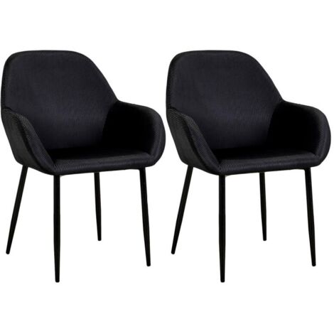 The Home Deco Factory – Fauteuil relax en velours noir côtelé – Dimensions 59x44,5x85 cm – Hauteur d'assise 45,5 cm – Structure métal pour confort optimal