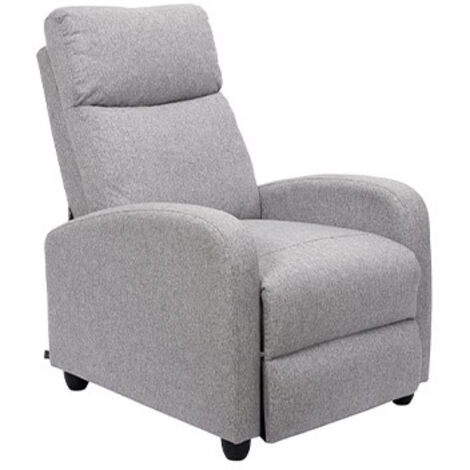 The Home Deco Factory – Fauteuil relax manuel inclinable 67x98x97 cm – Tissu polyester gris clair – Rembourrage en mousse – Pour salon et chambre