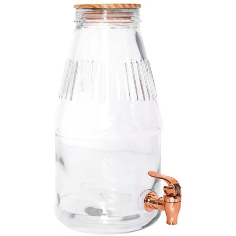 THE HOME DECO FACTORY Fontana per Bevande con Coperchio in bambù da 3,8 Litri