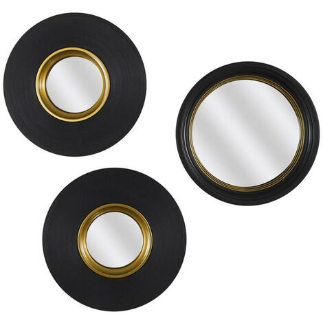 The Home Deco Factory – Lot de 3 miroirs convexes ronds 25,5 cm – Métal et verre – Épaisseur 2,5 cm – Accessoire déco chic pour intérieur
