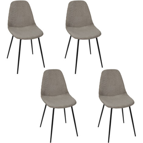 The Home Deco Factory – Lot de 4 chaises en velours côtelé taupe 54x45x85 cm – Hauteur d'assise 48 cm – Structure contreplaqué avec pieds métal