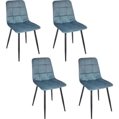 The Home Deco Factory – Lot de 4 chaises Mateo bleu canard – Confort optimal et design chic – Pour intérieur moderne – Hauteur d'assise 45cm