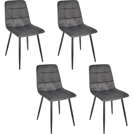 The Home Deco Factory – Lot de 4 chaises Mateo gris – Confort optimal pour intérieur moderne – Structure robuste en métal – Hauteur d'assise 45cm