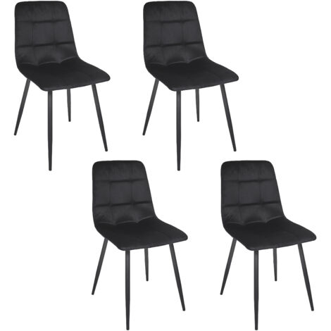 The Home Deco Factory – Lot de 4 chaises Mateo noires – Design moderne et élégant – Confort optimal pour salle à manger et bureau