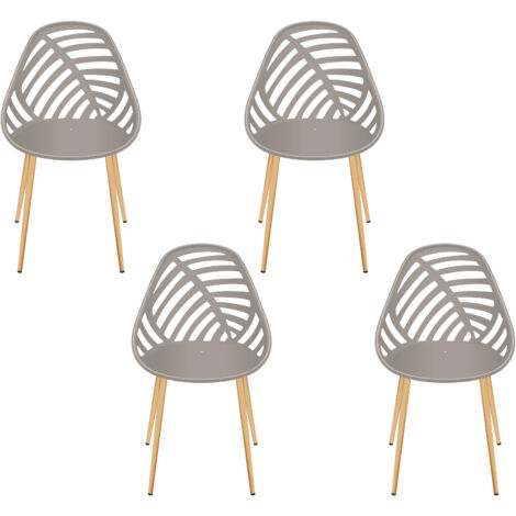 The Home Deco Factory – Lot de 4 chaises taupe Alameda – Assise généreuse et dossier enveloppant – Design élégant pour intérieur moderne