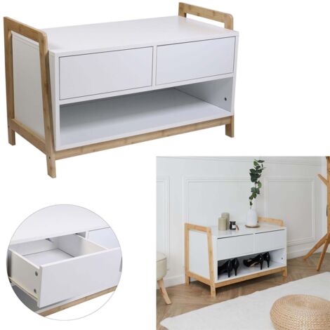 The Home Deco Factory – Meuble de rangement Copenhague – Compartiments pour chaussures – Style moderne – Bois MDF – Dimensions 80x30x90cm