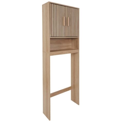 The Home Deco Factory – Meuble de rangement salle de bain KLAUS – Dimensions L. 60 x P. 20 x H. 166 cm – Finition bois clair – À monter soi-même