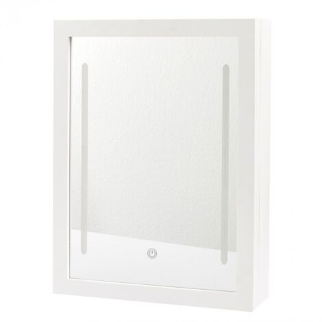 The Home Deco Factory – Miroir LED mural 30,4 x 8,6 x 40 cm – Plastique blanc – Luminosité réglable – Porte aimantée pour accessoires