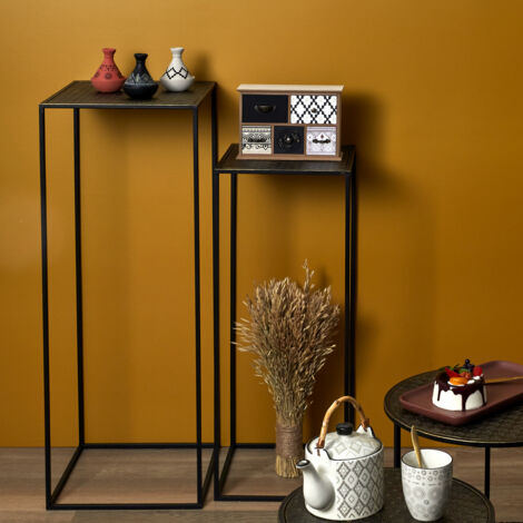 The Home Deco Factory – Sellette gigogne en métal martelé – Design moderne pour décoration intérieure – Parfaite pour exposer plantes et objets – Hauteur 50cm